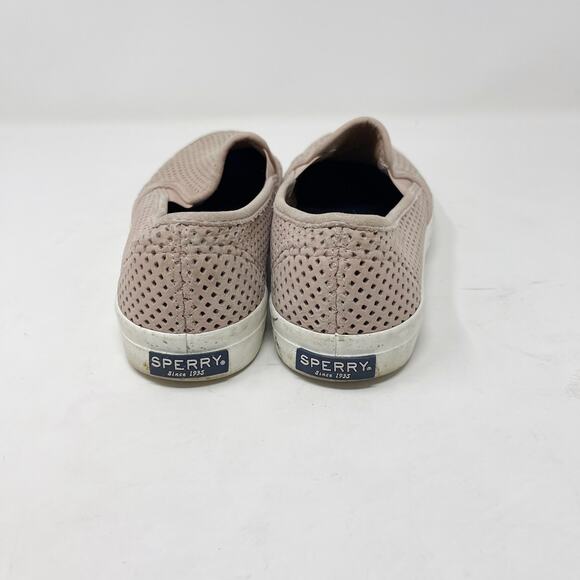 Sperry Womens 6.5 Rose Pink Seaside Perforated Leather Slip On Sneaker Shoe - Picture 10 of 12